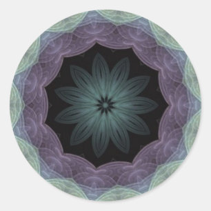 Rond Sticker de géométrie sacrée Black White Star Flowe