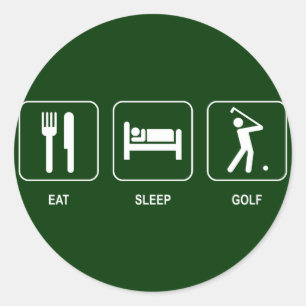 Rond Sticker de golf de Sleep Eat