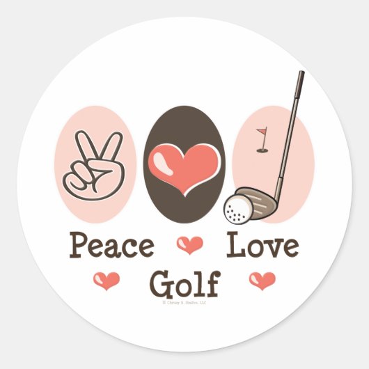 Rond Sticker de golf Peace Love (Devant)