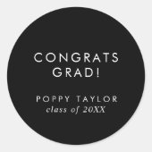 Rond Sticker de graduation chic Dark Black Congrats (Devant)