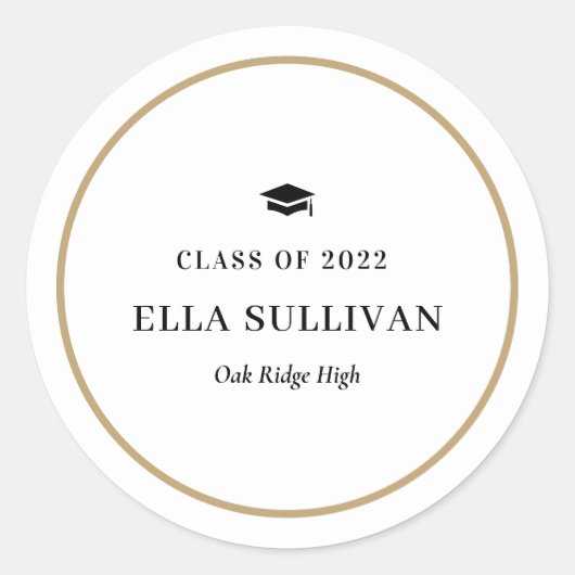 Rond Sticker de graduation couleur éditable de la galer (Devant)