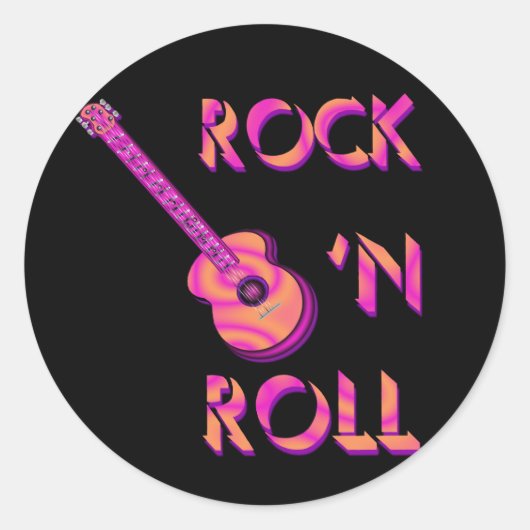 Rond Sticker de guitare acoustique Rock 'n Roll (Devant)