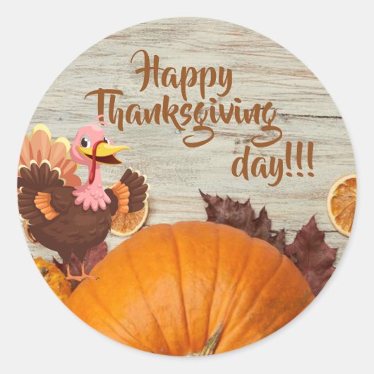 Rond Sticker de jour bon thanksgiving (Devant)