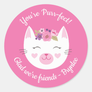 Rond Sticker de jour Kitty Valentines