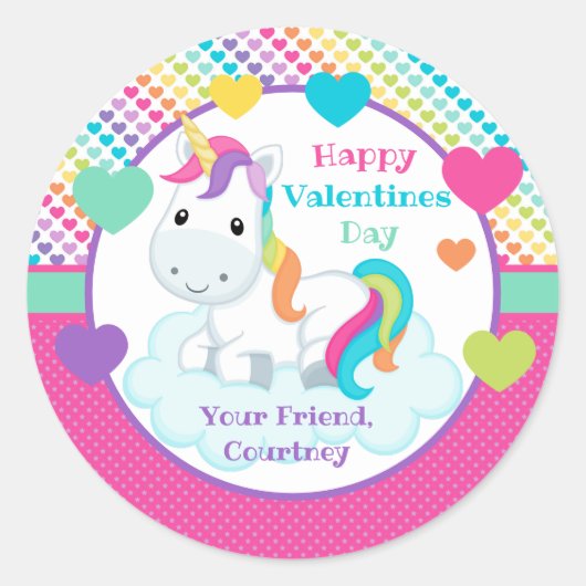 Rond Sticker de jour pour les valentines de la classe U (Devant)
