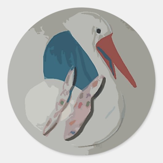 Rond Sticker de la cigogne dimensionnelle (Devant)
