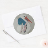 Rond Sticker de la cigogne dimensionnelle (Enveloppe)