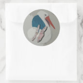 Rond Sticker de la cigogne dimensionnelle (Sac)