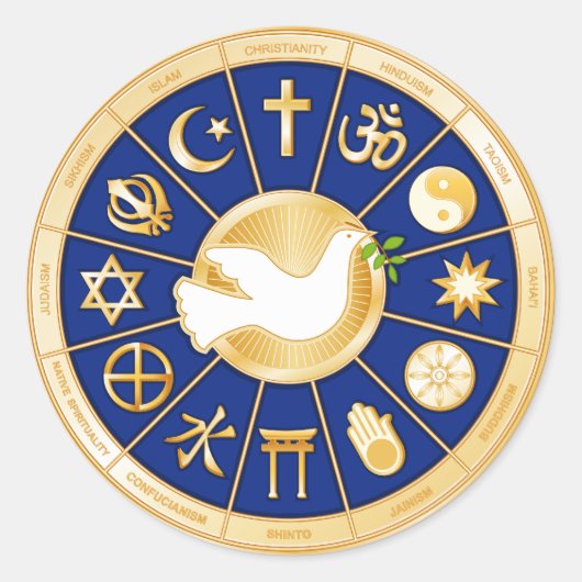 Rond Sticker de la colombe de la paix (Devant)