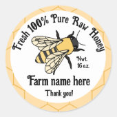 Rond Sticker de la ferme miel d'abeille (Devant)
