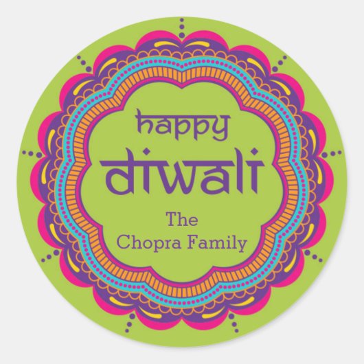 Rond Sticker de la fête de Diwali avec Mandala (Devant)