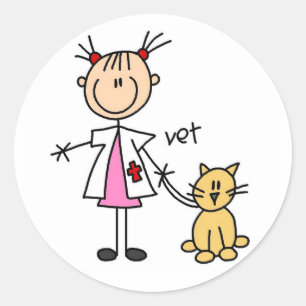 Rond Sticker de la figure de bâton vétérinaire