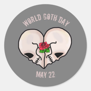 Rond Sticker de la Journée mondiale de la Goth Crâne de