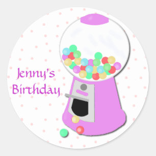 Rond Sticker de la machine de gumball rose
