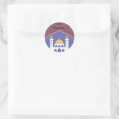 Rond Sticker de la mosquée de dessin animé Aïd Moubarak (Sac)