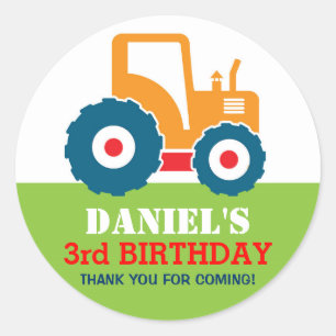 Rond Sticker de la partie Anniversaire de enfant de car