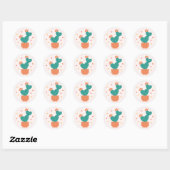 Rond Sticker de la Saint Valentin Cactus mignonne (Feuille)