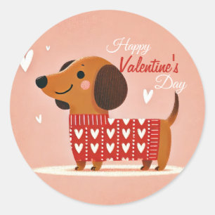 Rond Sticker de la Saint Valentin Dachshund