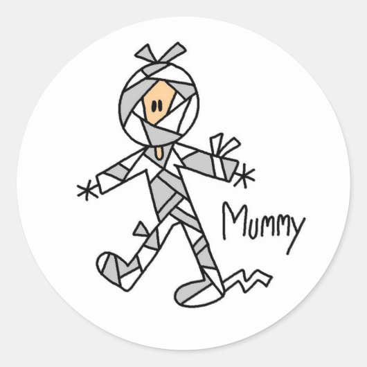 Rond Sticker de la silhouette de momie d'Halloween (Devant)