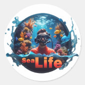 Rond Sticker de la vie marine (Devant)