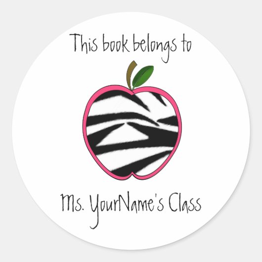 Rond Sticker de l'enseignant - Zebra Print Apple - Pink (Devant)
