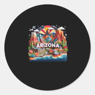 Rond Sticker De L'État De L'Arizona Aux Etats-Unis