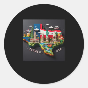 Rond Sticker De L'État Du Texas Aux États-Unis