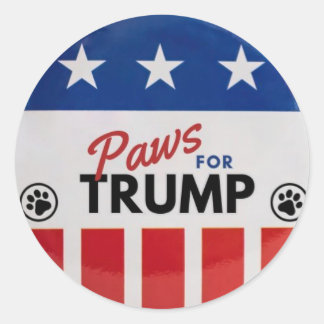 Rond Sticker de logo "Paws For Trump" Rouge, Blanc et B
