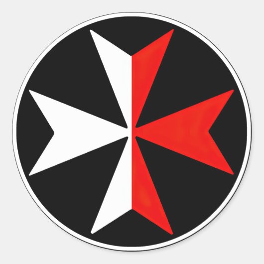 Rond Sticker de Malte Knights Cross Blanc et Rouge Malt (Devant)