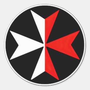 Rond Sticker de Malte Knights Cross Blanc et Rouge Malt