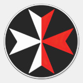 Rond Sticker de Malte Knights Cross Sticker blanc et ro (Devant)