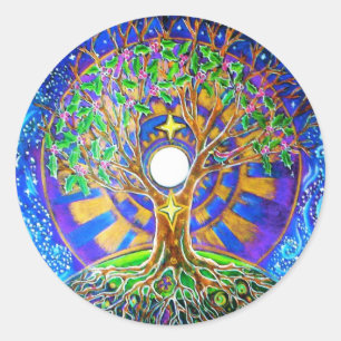 Rond Sticker de Mandala pour la Pleine lune de solstice