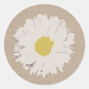 Rond Sticker de marguerite inspirée par Burlap