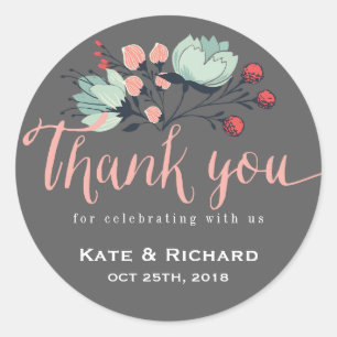 Rond Sticker de Mariage de Merci de script rustique