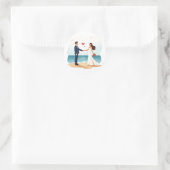 Rond Sticker de mariage de plage (Sac)