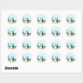 Rond Sticker de mariage de plage (Feuille)