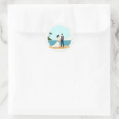 Rond Sticker de mariage de plage (Sac)