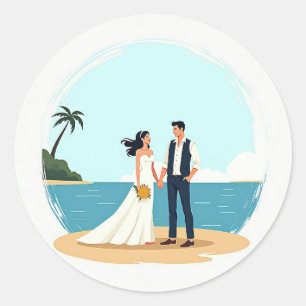 Rond Sticker de mariage de plage