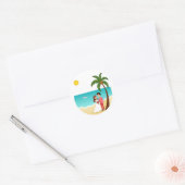Rond Sticker de mariage de plage (Enveloppe)