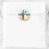 Rond Sticker de mariage de plage (Sac)