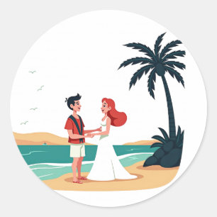 Rond Sticker de mariage de plage