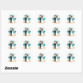 Rond Sticker de mariage de plage (Feuille)