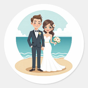Rond Sticker de mariage de plage