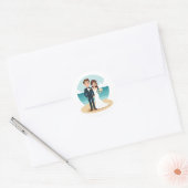 Rond Sticker de mariage de plage (Enveloppe)
