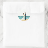 Rond Sticker de mariage de plage (Sac)