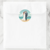 Rond Sticker de mariage de plage parfait (Sac)