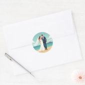 Rond Sticker de mariage de plage parfait (Enveloppe)