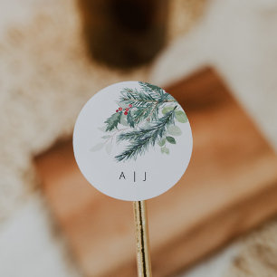 Rond Sticker de Mariage de vacances Monogramme Favorise