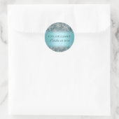 Rond Sticker de mariage d'hiver bleu flocon de neige en (Sac)