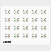 Rond Sticker de mariage Dreamy Beach (Feuille)